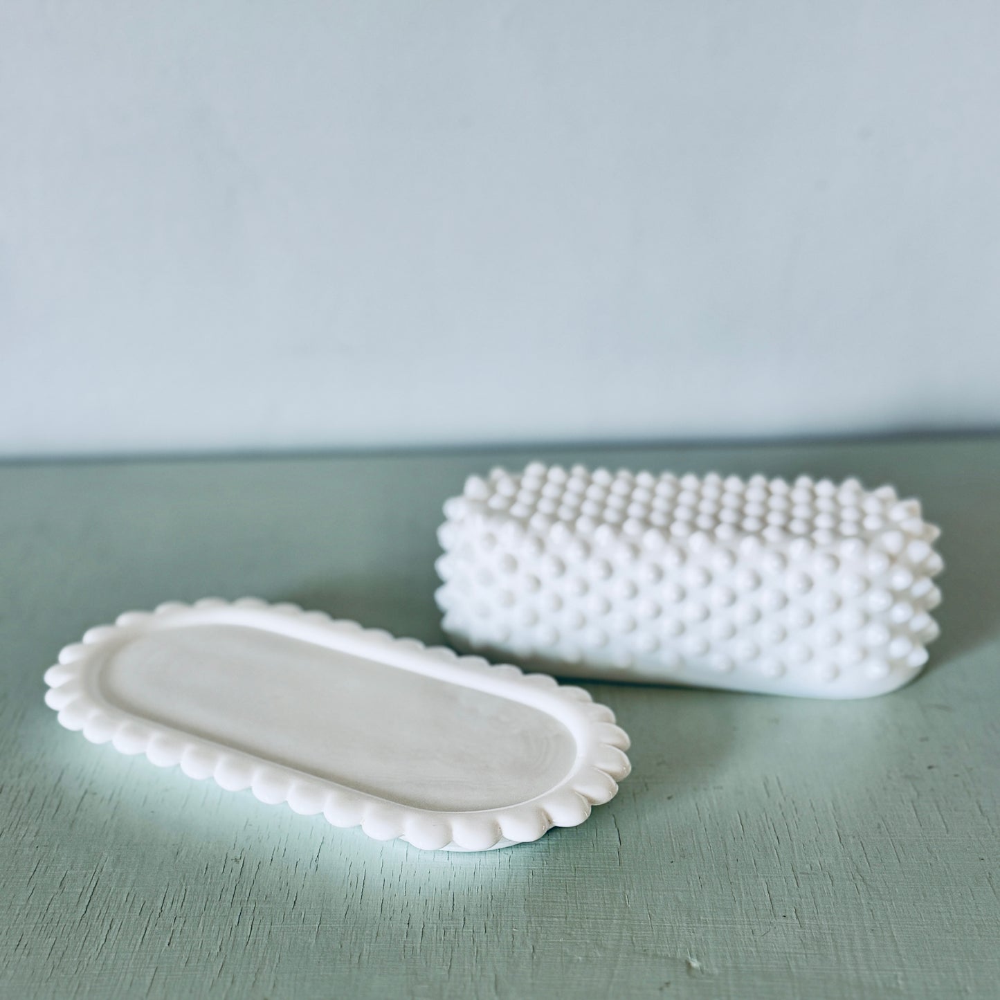 Vintage Fenton Hobnail Milk Glass Butter Dish