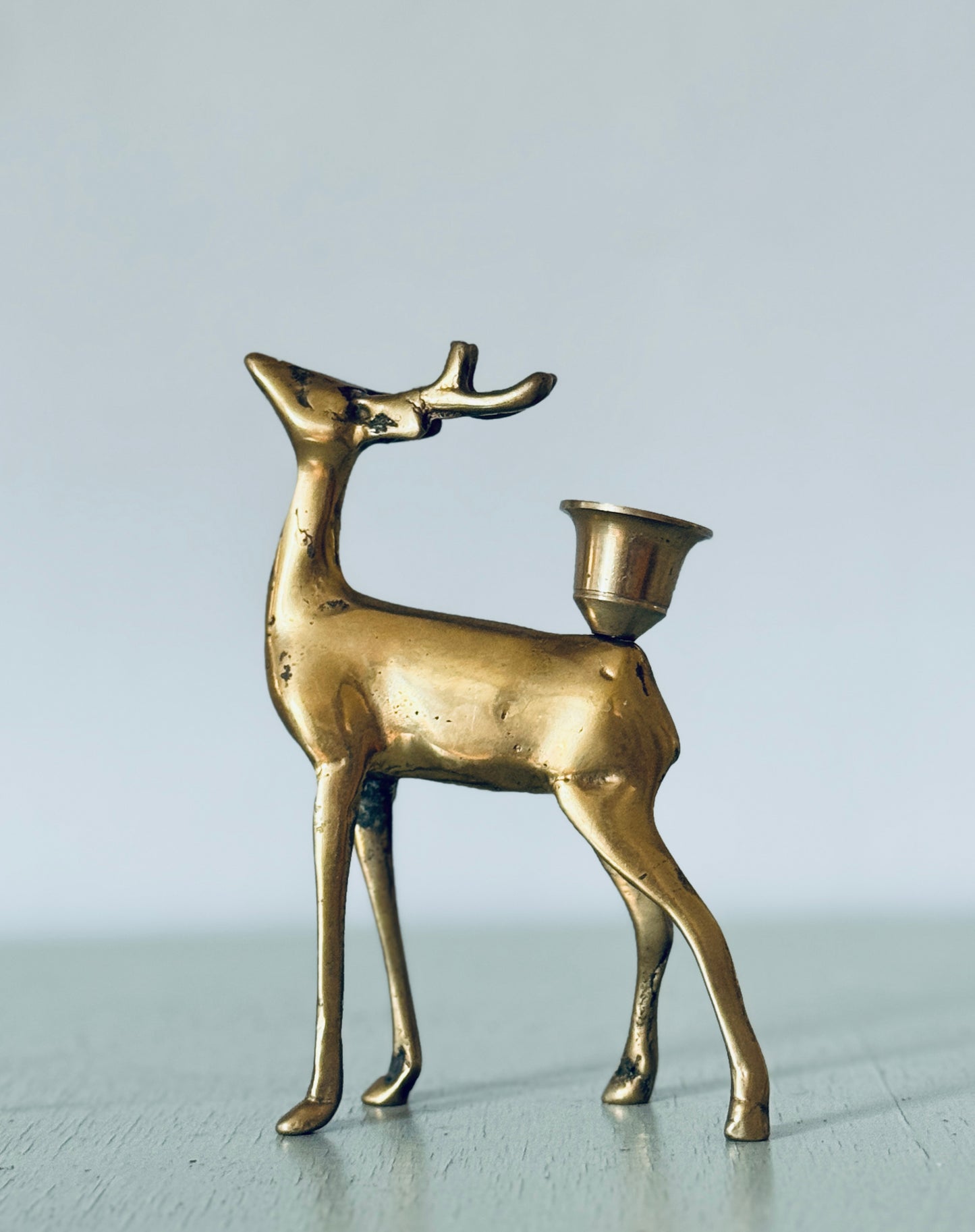 Mid-Century Brass Deer Candlestick Holder