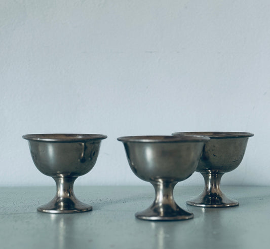 Set of 3 Vintage Pewter Footed Bowls or Dessert Cups