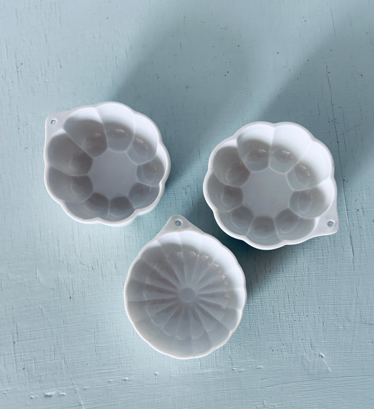 Set of 3 Porcelain Jelly Moulds or Trinket Dishes