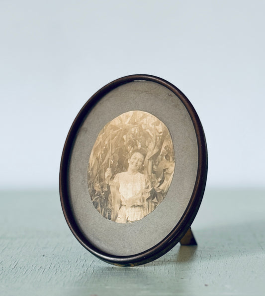 Antique Oval Brass Portrait Frame