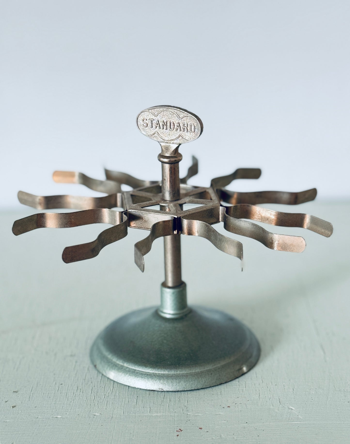 Vintage Mid-Century Standard Metal Carousel Turn Rack Stamp Holder