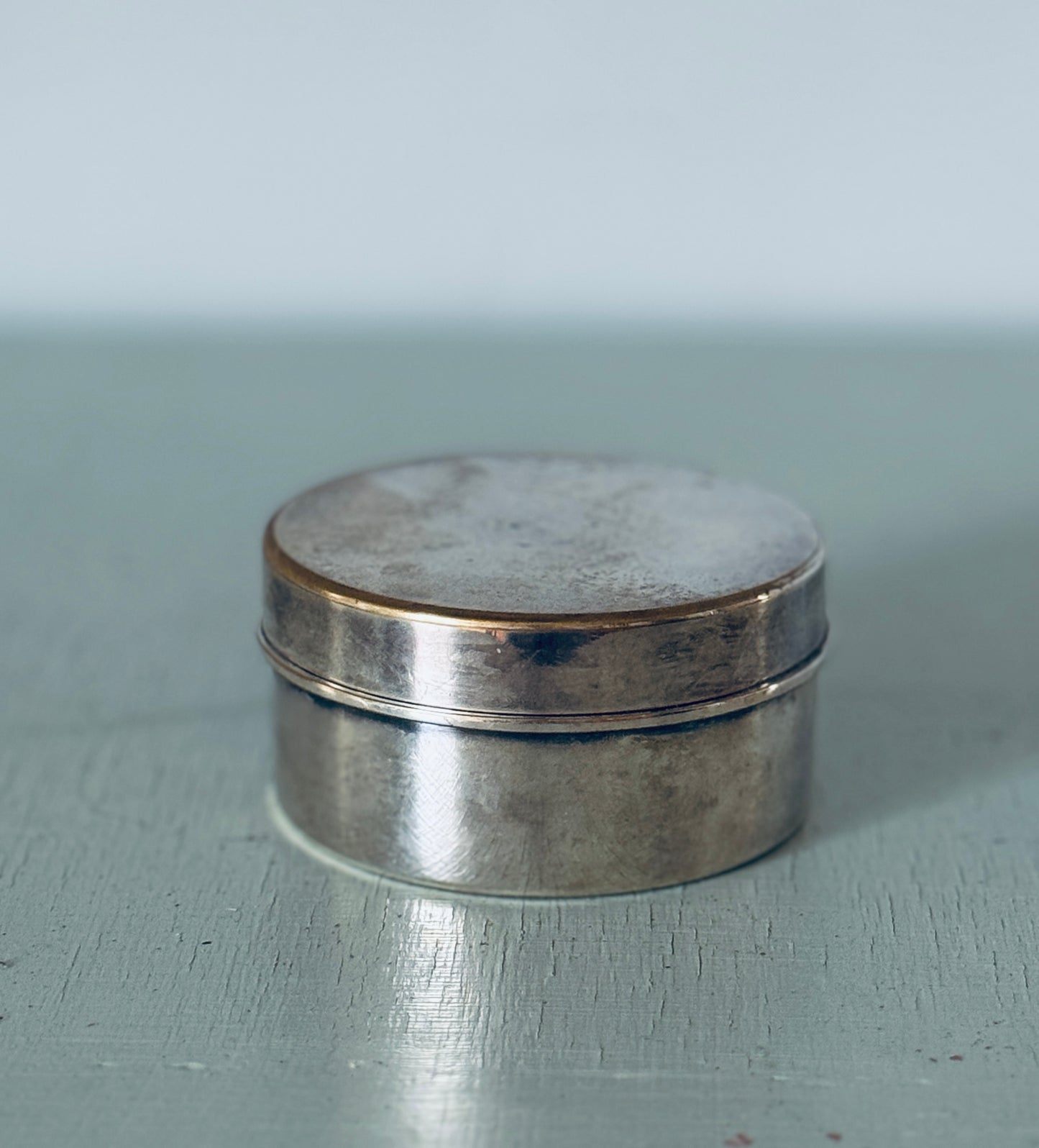 Vintage Silver Plate Round Trinket Box