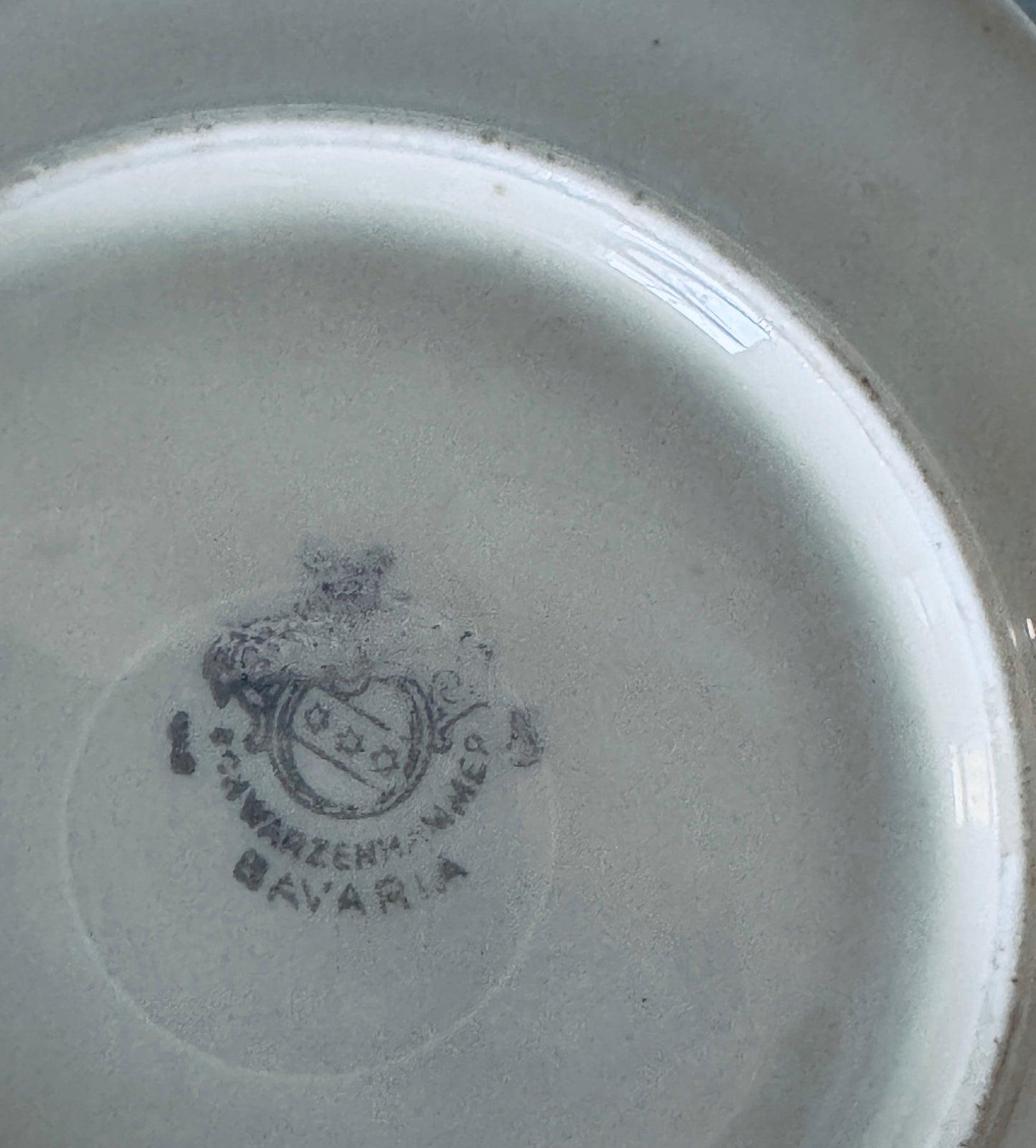 Set of 7 Vintage Porcelain Blue and Yellow Floral Patterned Plates