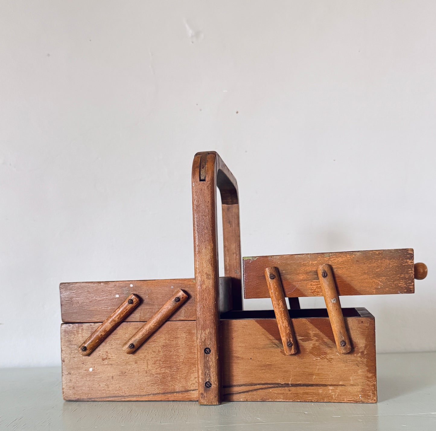Vintage Expandable Wooden Sewing Box or Caddy