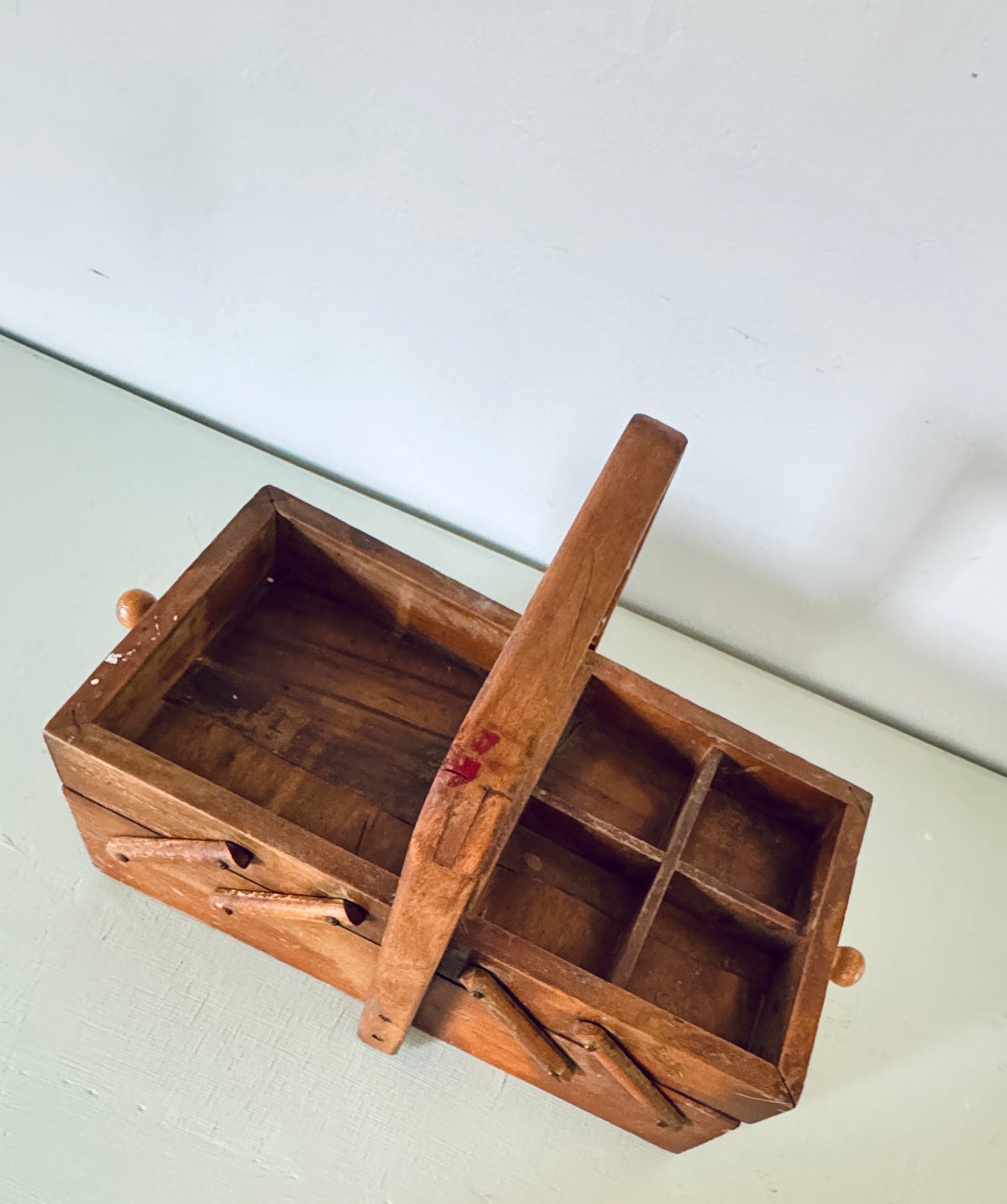 Vintage Expandable Wooden Sewing Box or Caddy