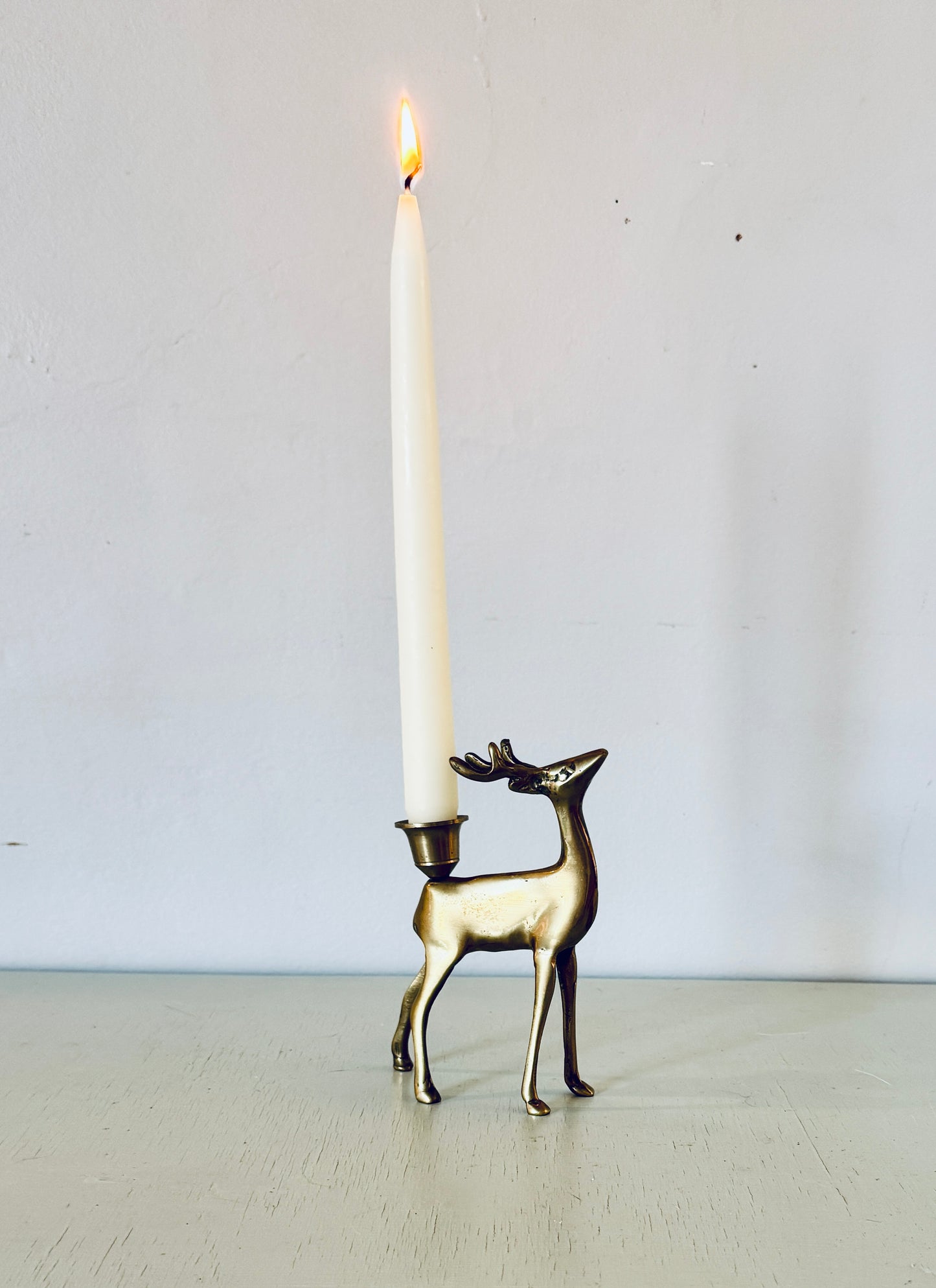 Mid-Century Brass Deer Candlestick Holder