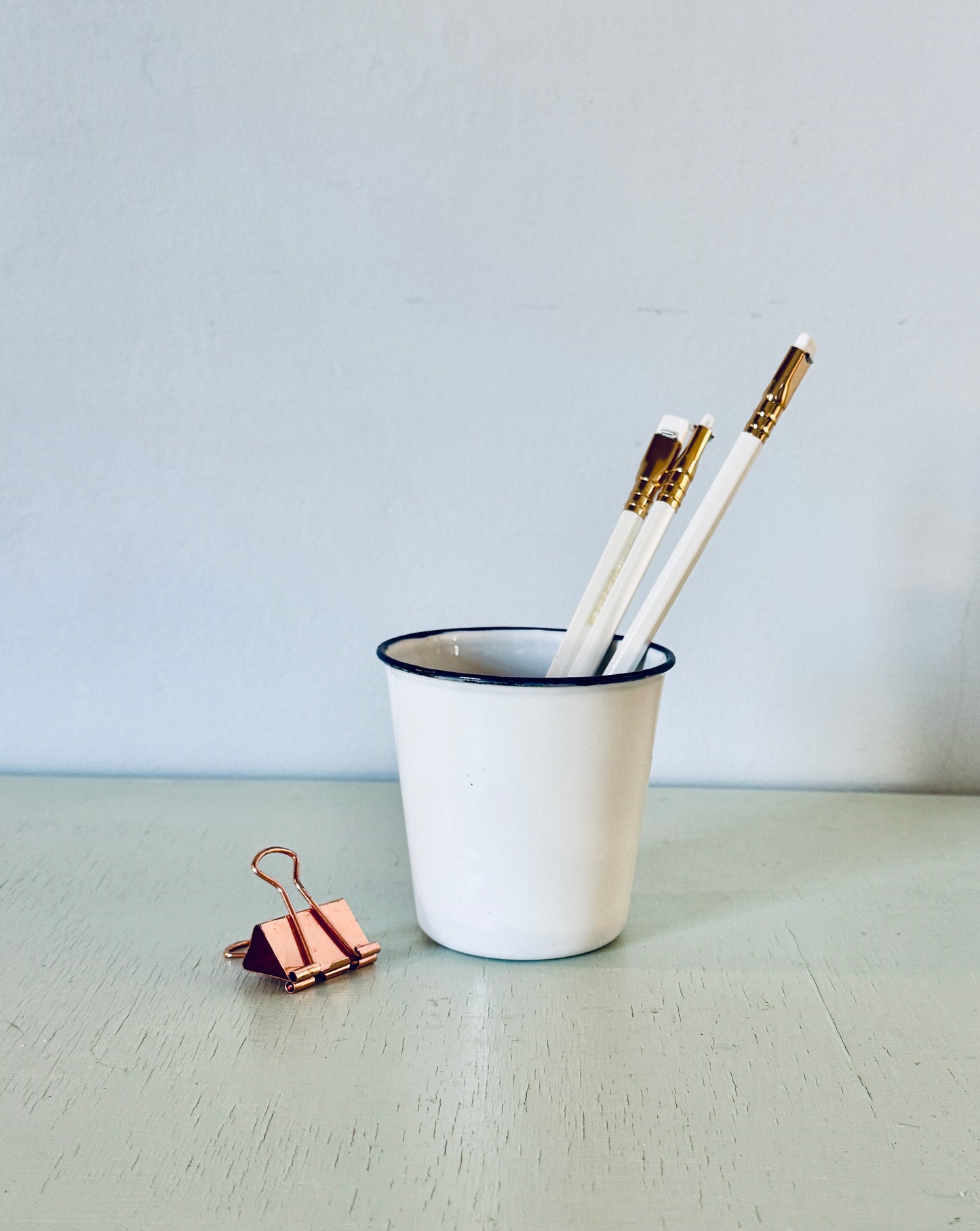 Set of 2 Vintage White Enamel Cups or Tumblers