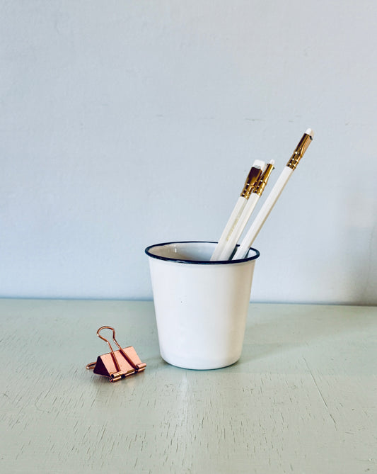 Set of 2 Vintage White Enamel Cups or Tumblers