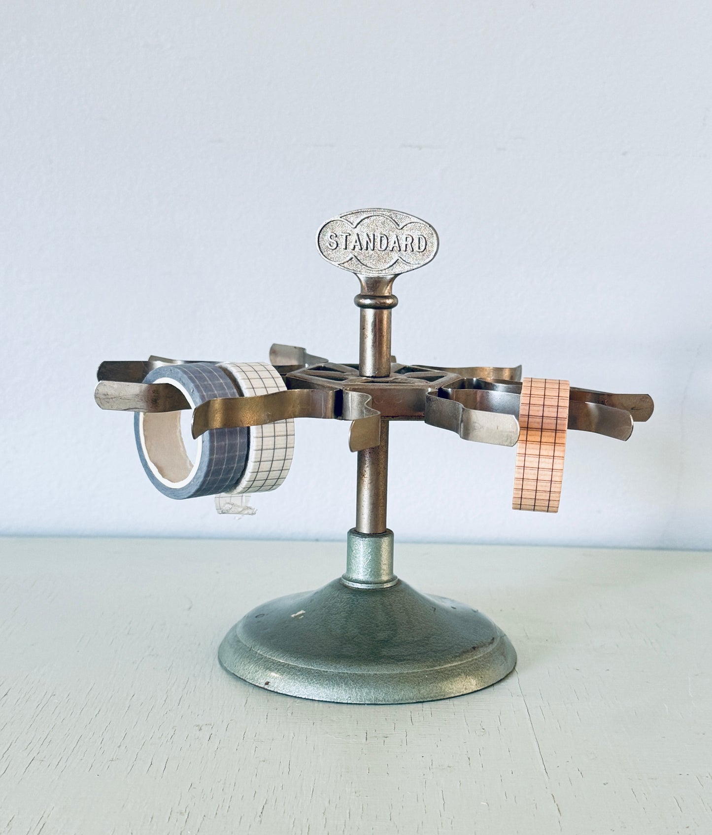 Vintage Mid-Century Standard Metal Carousel Turn Rack Stamp Holder