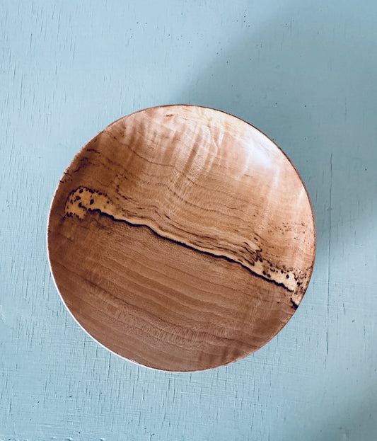 Spalted Curly Maple Hand-turned Bowl