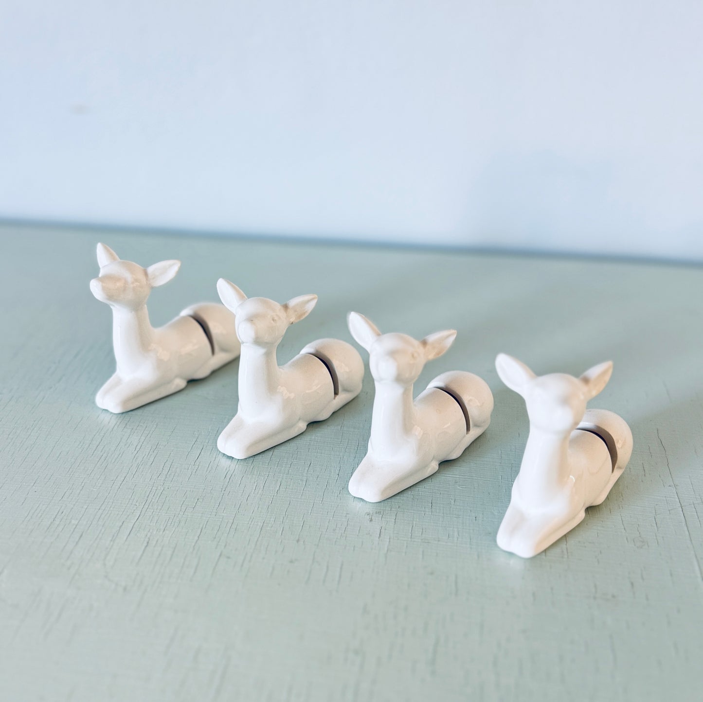 Set of 4 Vintage-style Deer Placecard Holders