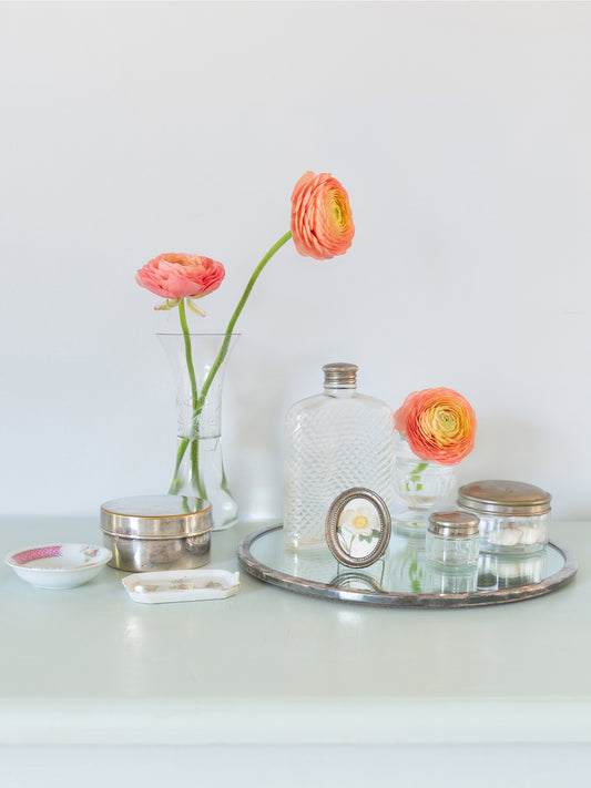 Set of 2 Antique Glass Vanity Jars