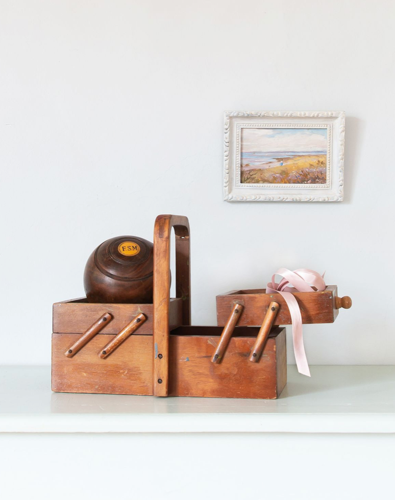 Vintage Expandable Wooden Sewing Box or Caddy
